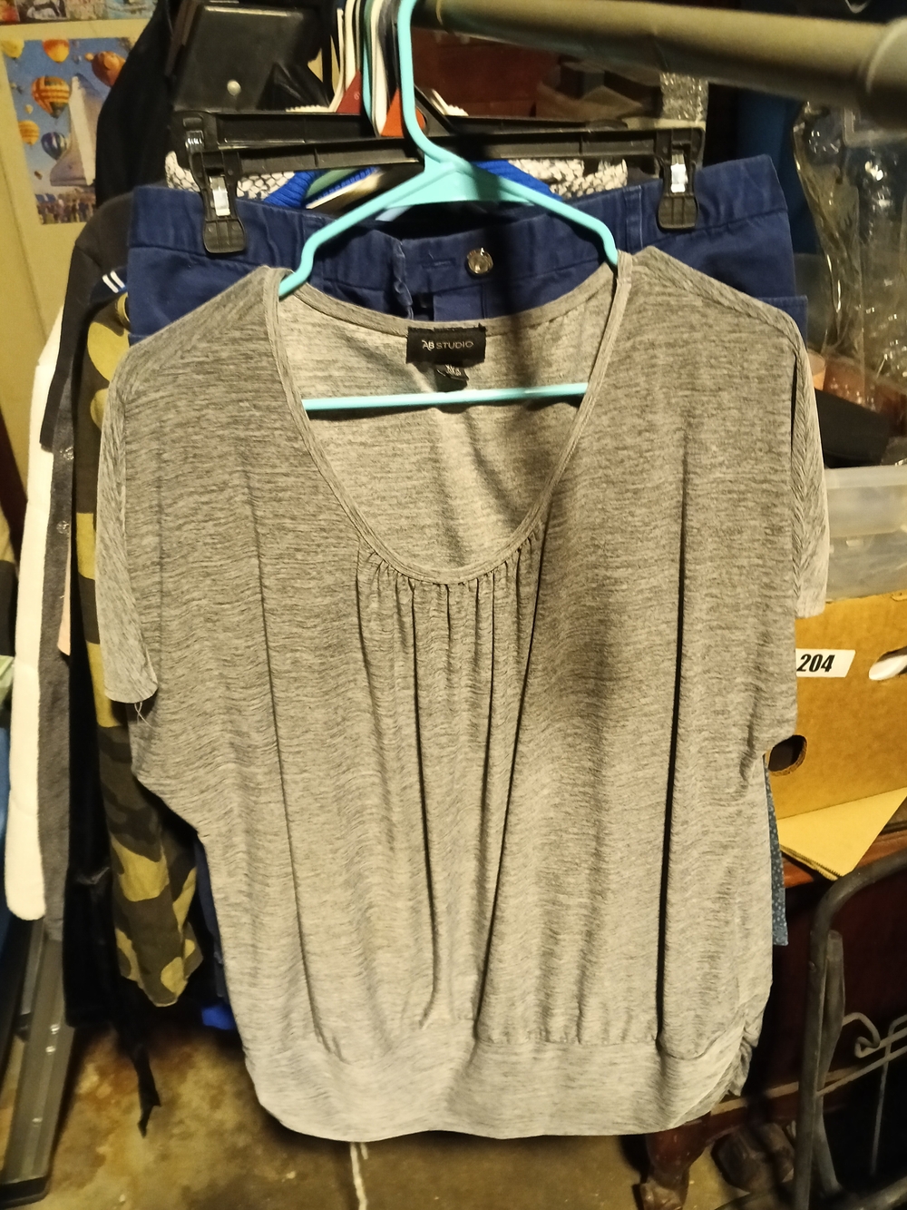 Studio Gray Short Sleeve Pleated Knit Top